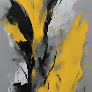 Yellow Black and Grey Abstract Painting