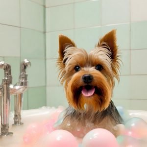 Yorkshire Terrier in Bathtub