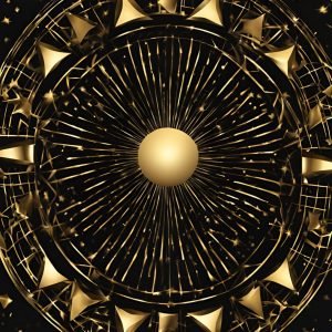 Abstract Black Gold Colour Sun and Stars