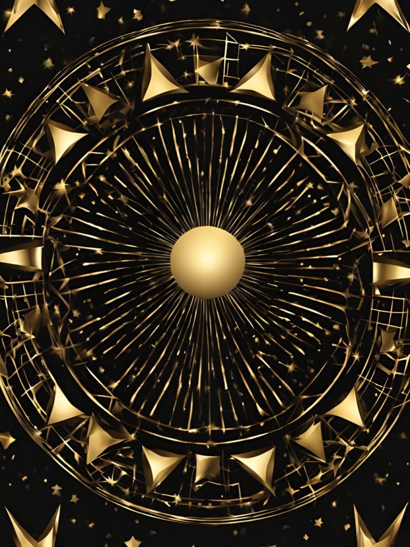 Abstract Black Gold Colour Sun and Stars