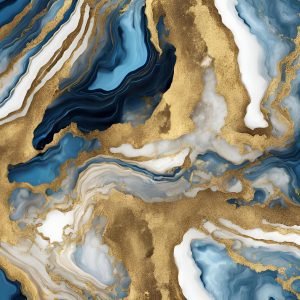 Abstract Geode White Gold and Blue Marble Shape