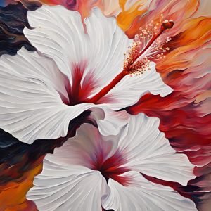 Abstract White Hibiscus Leaves Painting