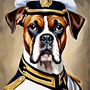 Admiral Boxer Dog Portrait Painting