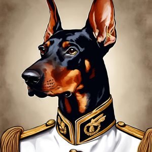 Admiral Doberman Dog Portrait Painting