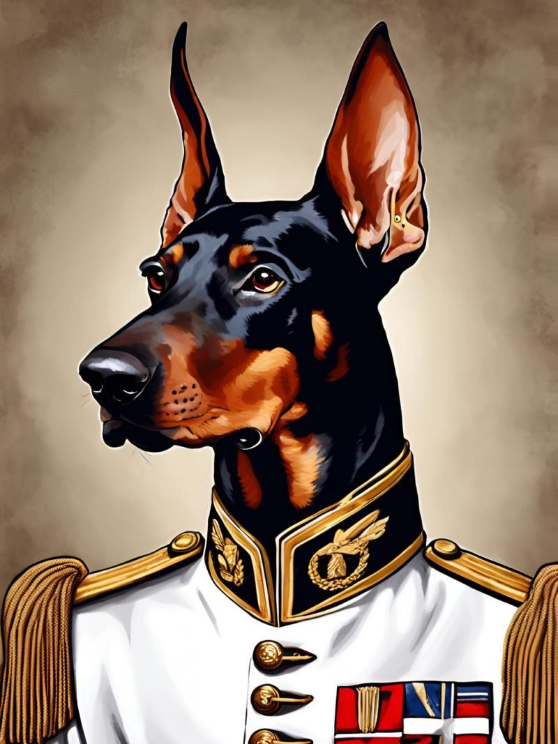 Admiral Doberman Dog Portrait Painting