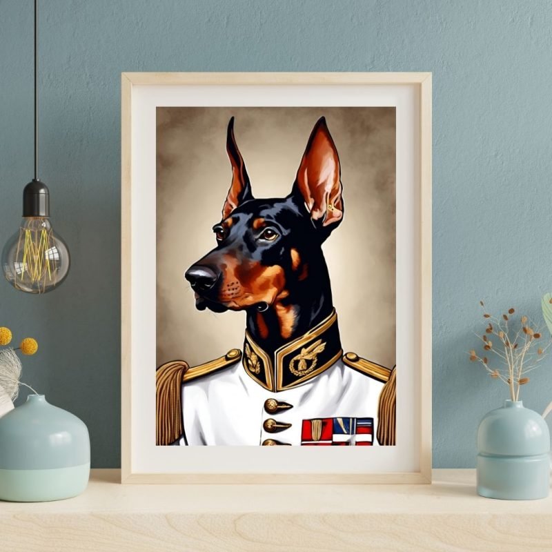 Admiral Doberman Dog Portrait Painting Wall Art