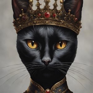 Black Cat Queen Portrait Painting