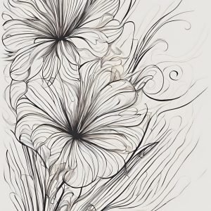 Black and White Floral Line Drawing