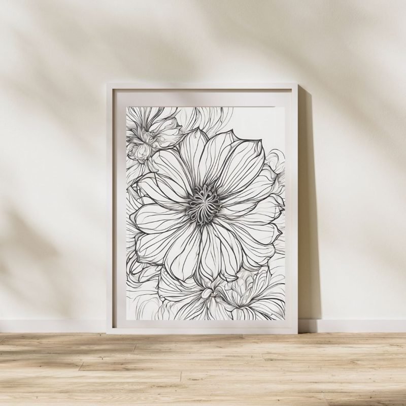 Black and White Flowers Sketch Poster