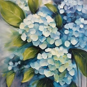 Blue Hydrangea Abstract Painting