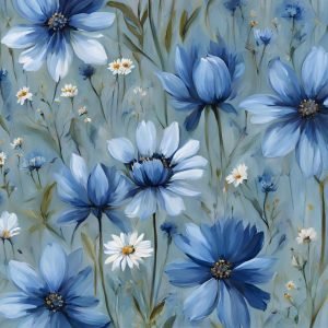 Blue meadows and Daisies Painting