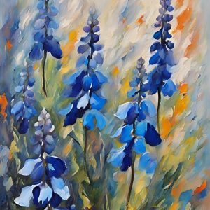 Bluebonnet Flower Abstract Painting