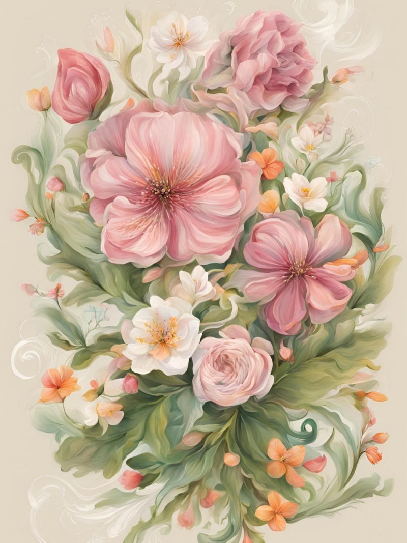 Blush Pink White Orange Flowers