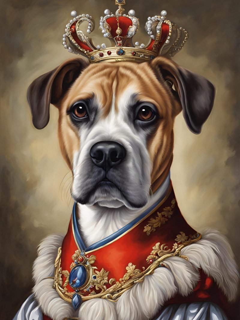 Boxer Dog as King Portrait Painting