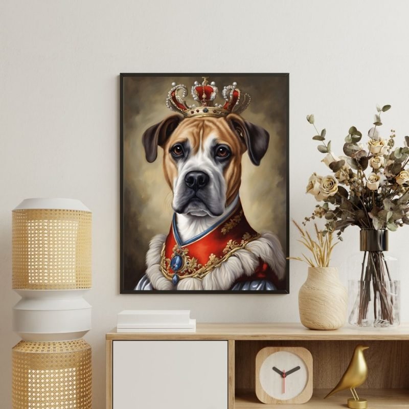 Boxer Dog as King Portrait Painting Canvas
