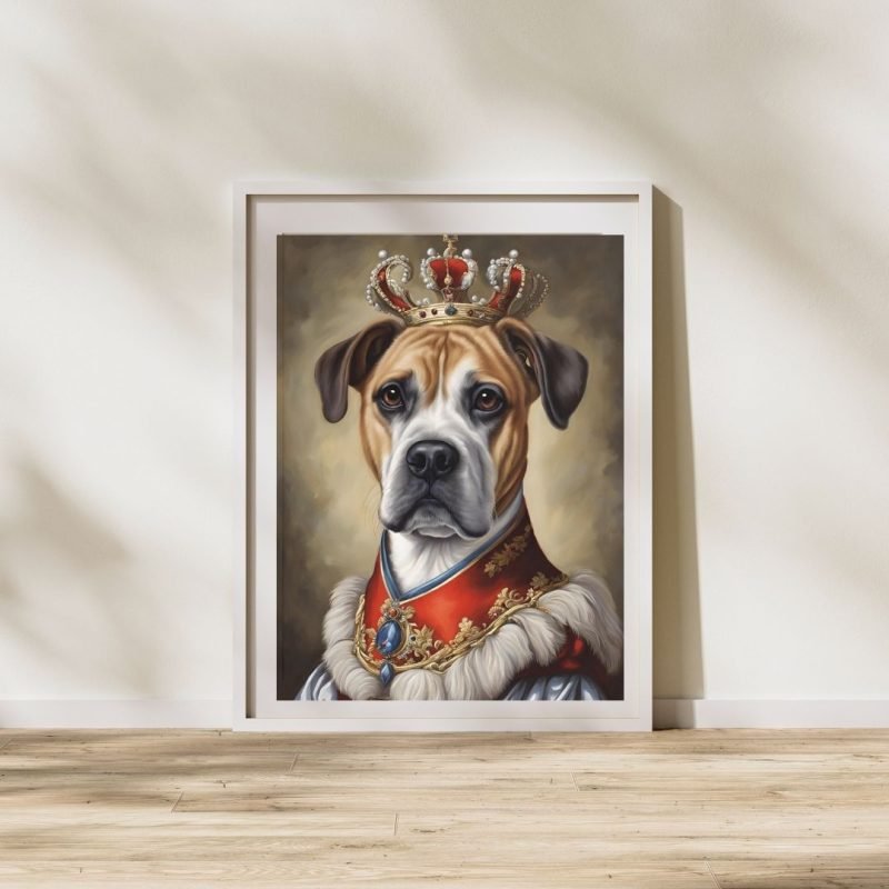Boxer Dog as King Portrait Painting Poster