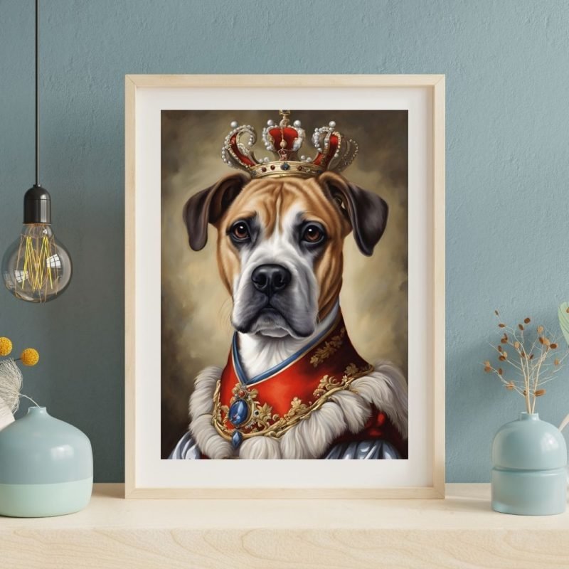 Boxer Dog as King Portrait Painting Wall Art