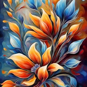 Bright Blue Orange Flowers