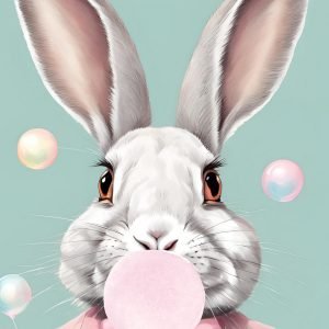 Bunny Blowing Bubble Gum