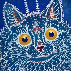 Cat in Gothic Style Gouache by Louis Wain