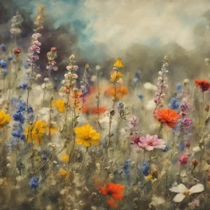 Colorful Thicket Wildflowers Painting