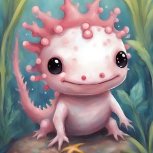 Cute Axolotl Painting Print