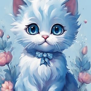 Cute Blue Hue Kitty with Blue Eyes