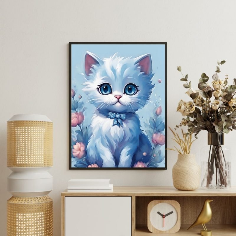 Cute Blue Hue Kitty with Blue Eyes Canvas