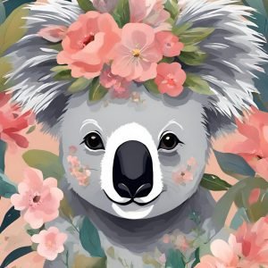 Cute Koala with Flower Crown