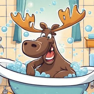 Cute Moose in Bathtub