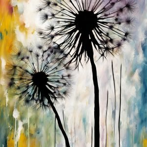 Dandelion Silhouette Painting Abstract