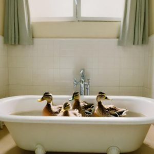 Duck Family in Bathtub