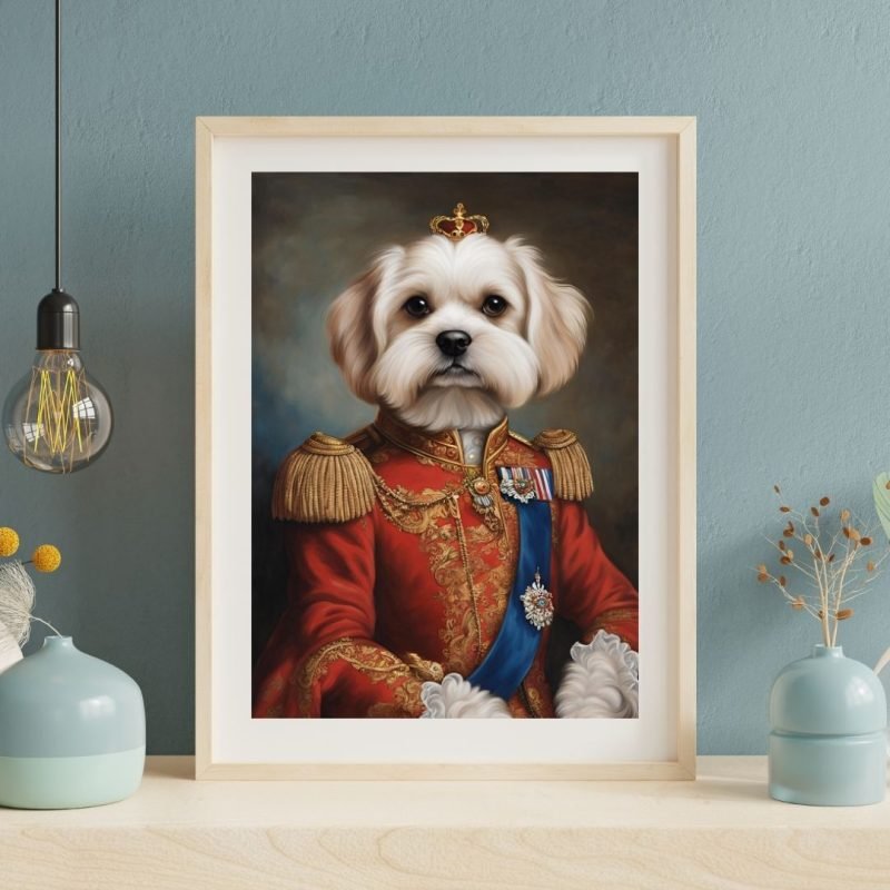 Funny King Dog Portrait Royality Painting Wall Art