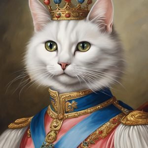 Funny White Cat Royal Portrait