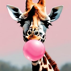 Giraffe Animals Blowing Bubble Gum Prints