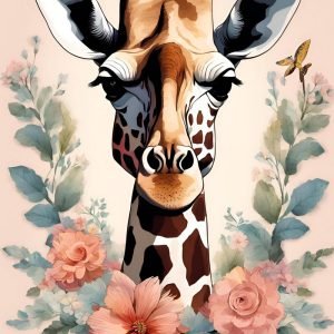 Giraffe Head wih Flowers