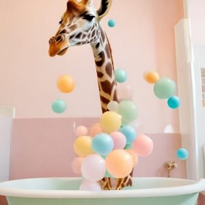 Giraffe in Bathtub Picture
