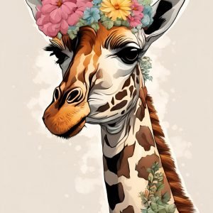 Giraffe with Flower Crown