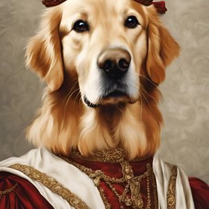 Golden Retriever Dog Funny Renaissance Portrait