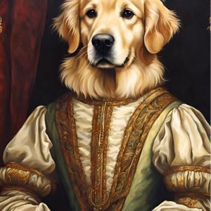 Golden Retriever Dog Portrait Renaissance Costume