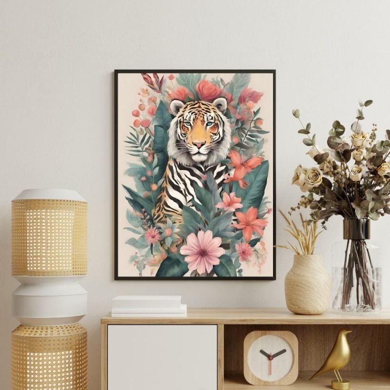 Green Blue Eyed Tiger Painting Canvas