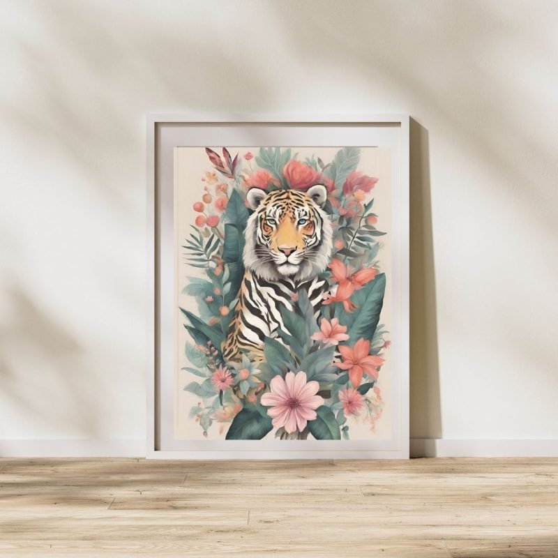 Green Blue Eyed Tiger Painting Poster