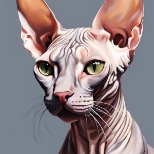 Hairless Sphynx Cat Portrait Painting