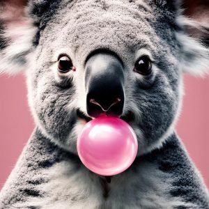 Koala Blowing Bubble Gum