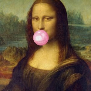Mona Lisa Blowing Bubble Gum Print