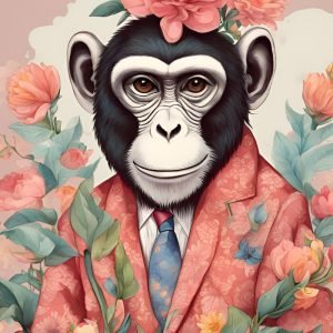 Monkey Wearing Colorful Suit