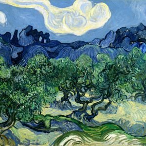 Olive Trees with the Alpilles in the Background Vincent van Gogh