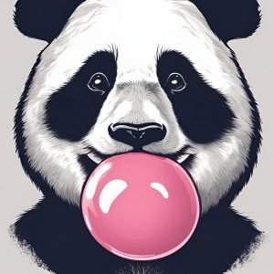Panda Blowing Bubble Gum