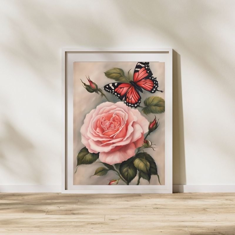 Pink Rose and Butterfly - Image 2