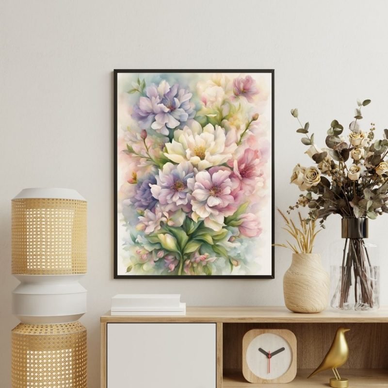 Purple Pink Pastel Colored Flowers Canvas